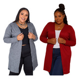 Kit 02 Cardigans Kimono Feminino Plus Size Meia Estação 2023