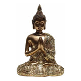 Buda Hindu Tibetano Tailandês Em Resina Dourado Brilho 12cm