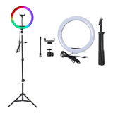 Aro Led Multicolor Rgb (26cm) + Trípode Alt 2,1m + Clip Tlf