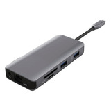 Concentrador C 9 En 1, Rj-45, Compatible Con Vga, Usb C, 2,