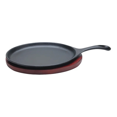 6 Sartenes Hierro Fundido Con Base De Madera Platos Vencort Color Negro | Meses sin interés