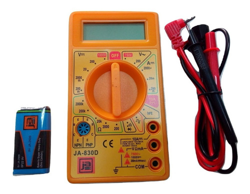 Tester Multimetro Digital Con Buzzer, Cables Y Bateria 9v Ja