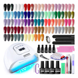 Kit De Esmalte De Uñas De Gel De 35 Piezas Con Lámpara Ul.