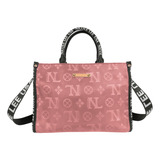 Bolsa Cuadrada Nicole Lee Keysha De Nylon Grabado Fw23 Color Rosa