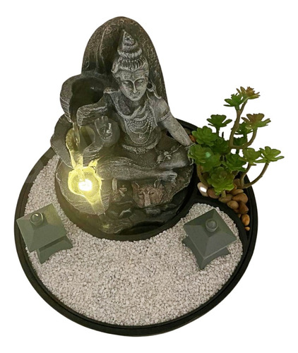 Fuente De Agua + Jardin Zen Shiva Cascadas Luz Led 22cm Tm 