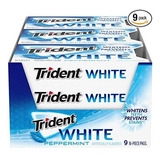 Chicle Trident White Menta Sin Azúcar, 9 Paquetes De 16 Piez