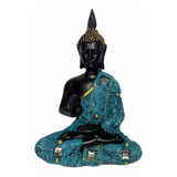 Buda Negro Con Azul Figura Decoración