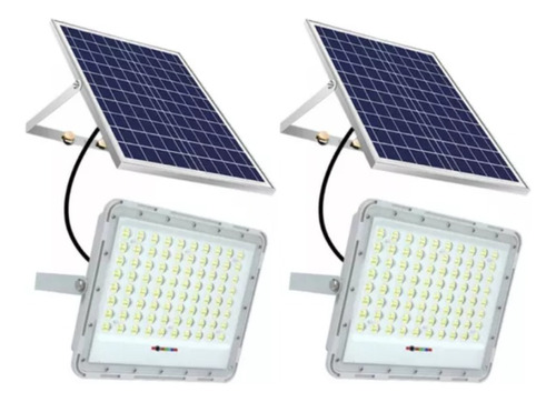 Kit 02 Luminária Refletor Led 100w Solar Prova D'água