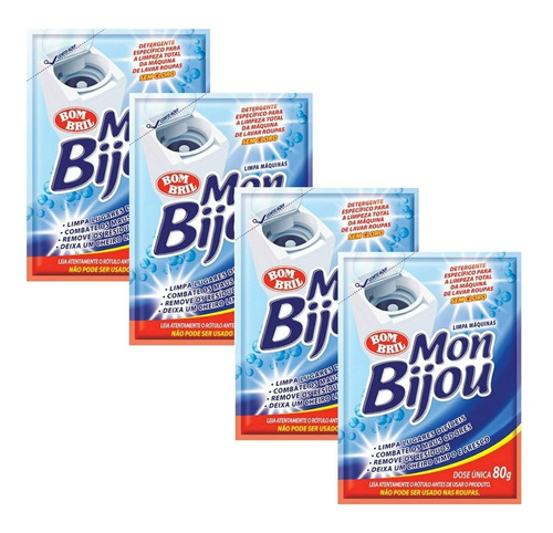 Kit Com 4 Mon Bijou Limpa Máquinas Lavar Roupa 80g