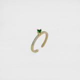 Anillo Promise Circonias Verde Oro Laminado 18k