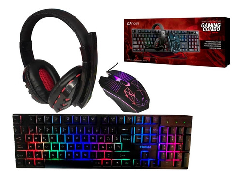Kit Gamer Noganet Nkb-407 Teclado Mouse Auriculares Padmouse