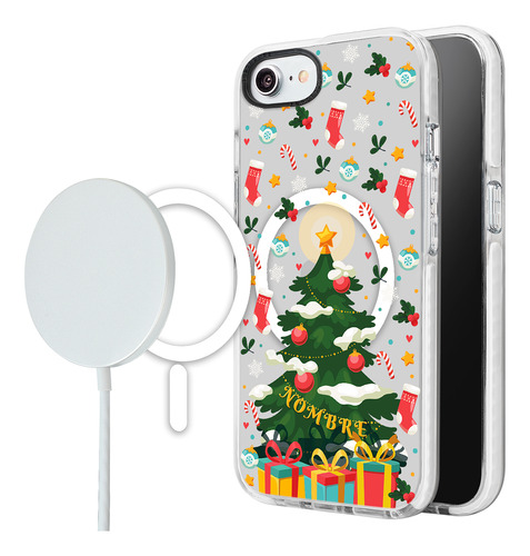 Funda Para iPhone Magsafe Navidad Árbol Navideño Nombre