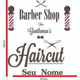 Adesivo Barbearia Barbeiro Salão  Vidro Porta Parede Bigode Barbershop Barba Seu Nome N°130.1