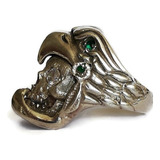 Anillo Grueso Para Hombre  Plata 925 Aguila-calavera