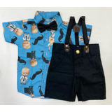 Conjunto Infantil Tematico Chefinho Azul Roupa Menino Festa