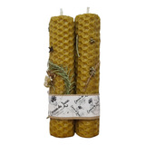 Kit 2 Velas Cera De Abeja Artesanal Intencionada Abundancia