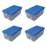 Pack 4 Cajas Organizadoras 100lts Wenco C/ Ruedas 82x48x35cm