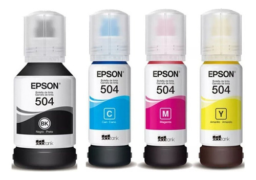 Kit 4 Tintas 504 Originales Para Epson L6171 L6191 L4150