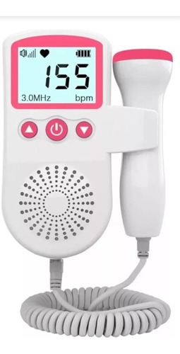 Aparelho Para Ouvir Coração Bebê Monitor Sonar Fetal Doppler Cor Rosa