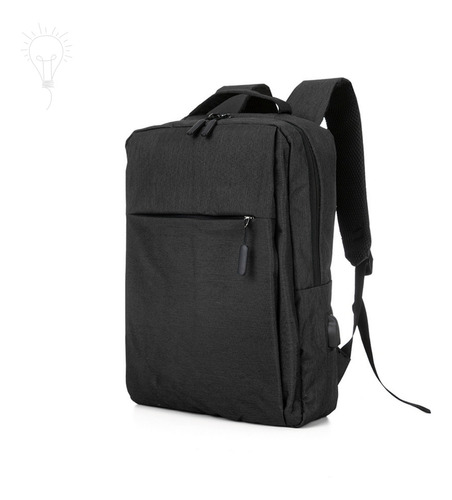 Mochila Bolsa P/ Notebook Com Adaptador Acoplado Usb Top Cor Preto Desenho Do Tecido Liso