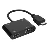 Adaptador Hdmi Para Vga/hdmi C/ Saída P2 E Cabo Usb 5v