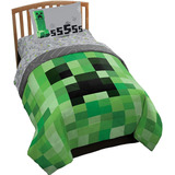 Juego De Sabanas Minecraft Creeper Para Niños 100x190 Cms