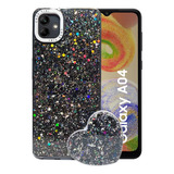 Carcasa Para Samsung A05 Glitter Pop Socket 