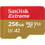 Tarjeta Memoria Sandisk  Extreme 256gb C10, U3, V30, 4k, A2