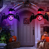 Set 2 Adornos Decoracion Halloween Murcielagos Luces Brujas 