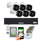 Kit 6 Câmeras Intelbras 1220b Full Hd Dvr Mhdx 8 Canais Cor Branco