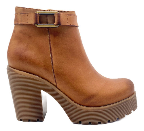 Botas De Mujer Botinetas Cuero Vacuno Taco Alto Fiori Piscis