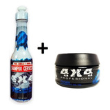 Shampoo 4x4 P. Para Cabello Y Barba 350ml Menta+ Pomada 100g