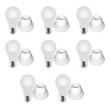 Combo 8 Lampara Led 7w + 8 Receptaculo Blanco