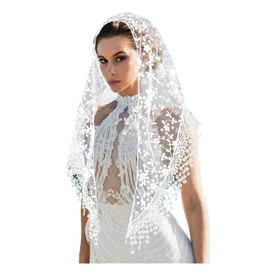 (w) Mantilla Floral Vela El Velo De La Iglesia, Misa Católic | MercadoLibre