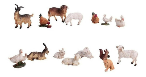 Figura Animales Variados Para Pesebre Navideño X 15 Unidades