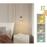 Pendente Led Cristal Lapidado Pedra Plutão Dourado Luz 3/1 