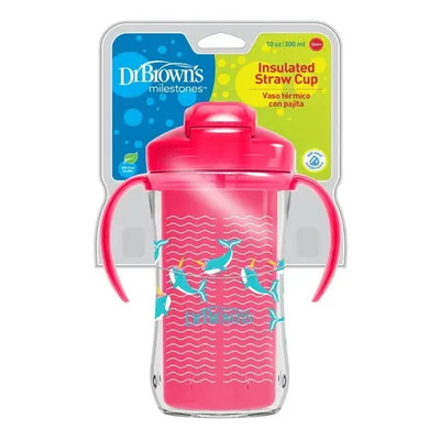 Vaso Térmico Dr Brown's 10 Oz Rosa Con Popote 12m+ Ballenas | MercadoLibre