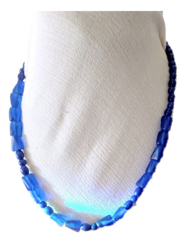 Collar Mujer Azul Francia. Hecho A Mano. Diseño De Autor 