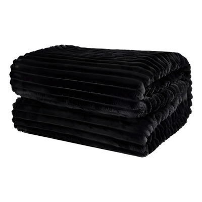 Cobija Suave King Size Muchos Colores Color Negro Rayado