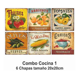 Combo Carteles Chapa Vintage Cocina X 6 Unid 20x20cm
