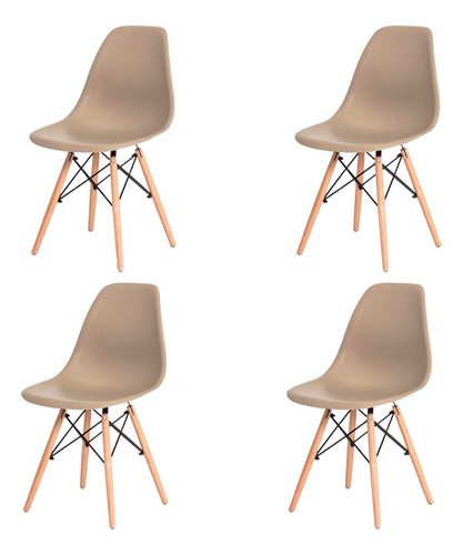 Kit 4 Cadeiras Nude Eiffel Para Mesa De Jantar Pub