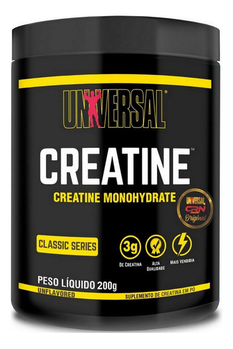 Creatina Universal 100% Pura - 200g - Original Com Selo