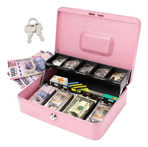 Caja Para Dinero Caja Fuerte Seguridad Con 2 Llaves Metalica