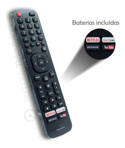 Control Remoto Smart Tv Hisense En2ai27h Netflix 4k +pilas