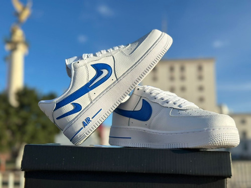 Nike Air Force 1 Lowwhite Blue Cut-out Swoosh #6