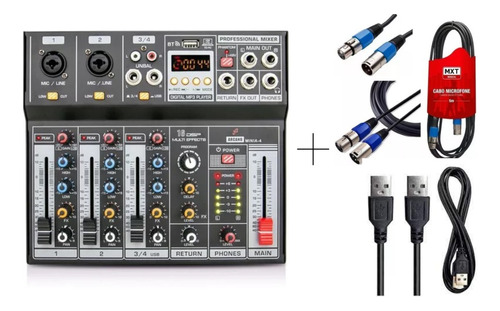 Kit Mesa De Som Interface De Áudio Arcano Minia-4+cabo Xlr 