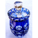 Monijor62-antiguo Dulcera Caramelera Cristal Tallado Azul