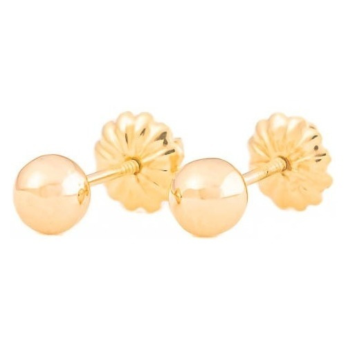 Aros Bolita #2 Pelotitas Oro 18k,zarcillos Para Mujer Y Niña