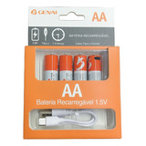 4 Bateria Aa Powervac 1.5v 2600mwh Recarregável Usb-c Top