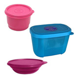 Kit 3 Peças Tupperware Lanches Miniatura Pequenos Potinhos